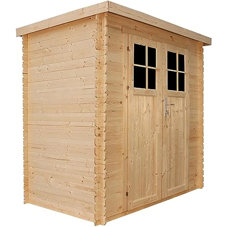 TIMBELA M311F Holzhaus Gartenhaus mit hochwertige abschließbare Tür - Gartenschuppen Holz B204xL142xH200 cm/ 2,22 m2 Lagerschuppen für Garten - Fahrrad Schuppen - Wasserfestes Dach – Bild 1