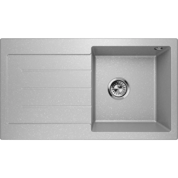 QLS Küchenspüle Master 1.0 Links, Granit-Spülbecken, Einbauspüle Einzelbecken mit Abtropffläche 77x44cm, Schwarz - Preisvergleich