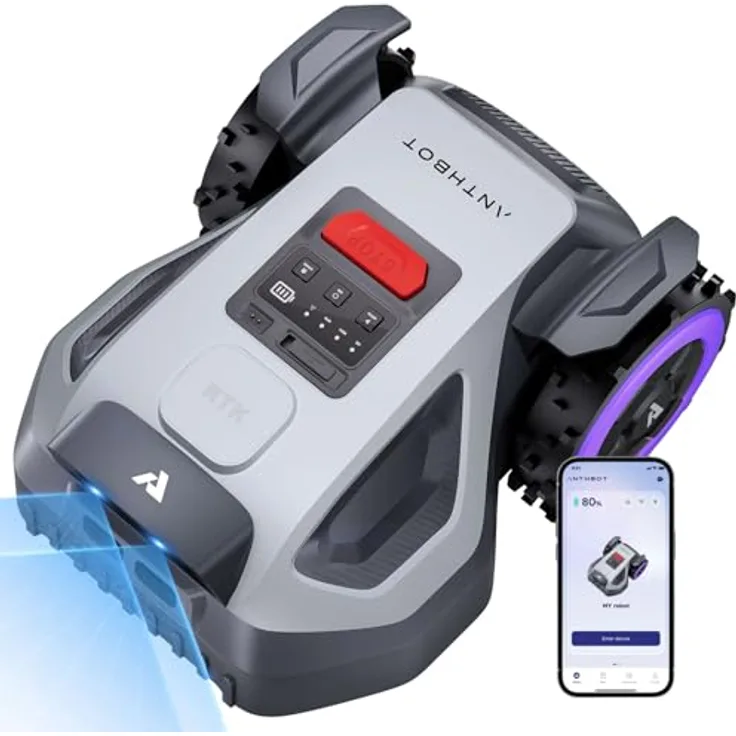 ANTHBOT M5 Mähroboter, ohne Begrenzungskabel, NRTK-Navigation & Dual-Vision, KI-Hindernisvermeidung, bis 700 m², schnitthöhenverstellbar per App, 45% Steigfähigkeit