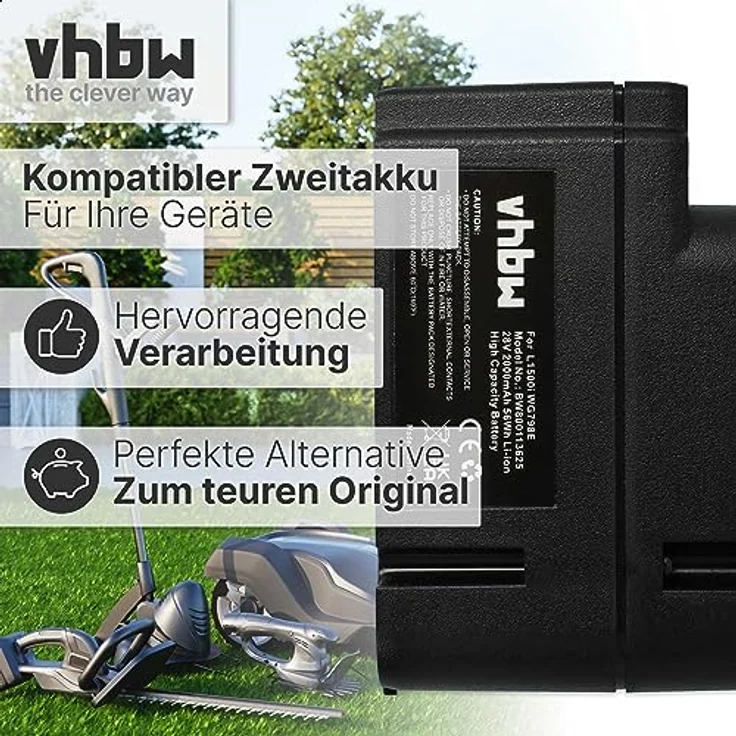 Vhbw Akku kompatibel mit Worx Landroid WG791, WG791E.1, WG791W, WG792, WG792E, WG792E.1, WG794, WG796E, 2000mAh, 28V, Li-Ion, schwarz – Bild 7