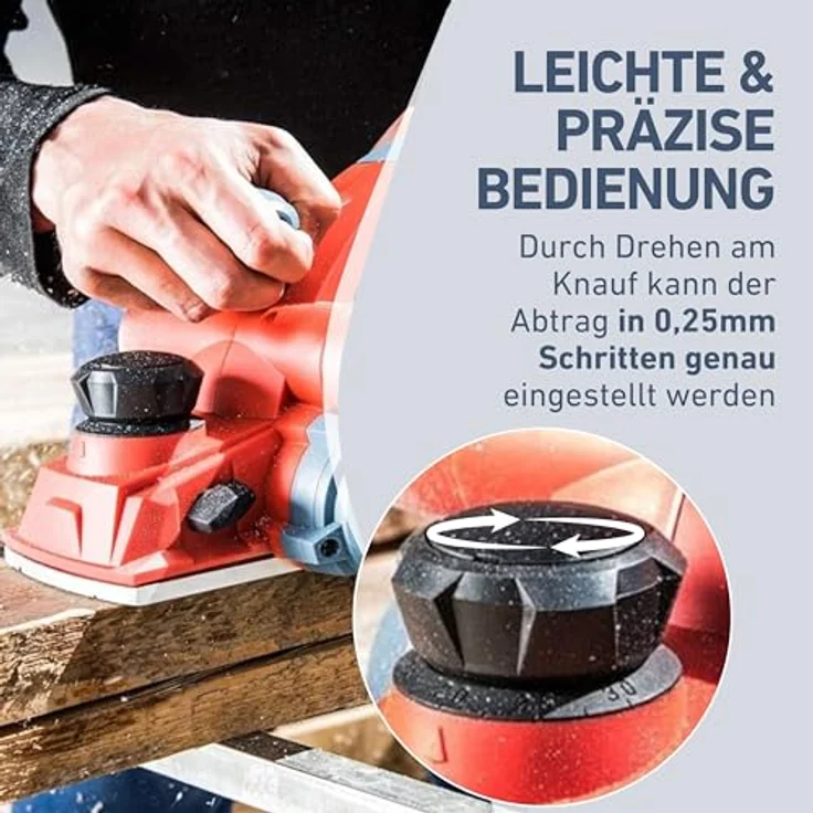 Extol Premium Elektrohobel 1000W I mit 110mm Hobelbreite & bis zu 3mm Spanntiefe, Staubfang und Stützfuß – Bild 5