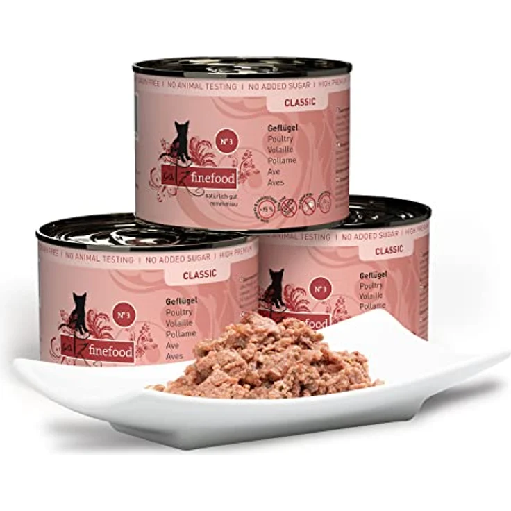catz finefood N° 3 Geflügel Feinkost Katzenfutter nass, verfeinert mit Preiselbeeren & Löwenzahn, 6 x 200g Dosen – Bild 2