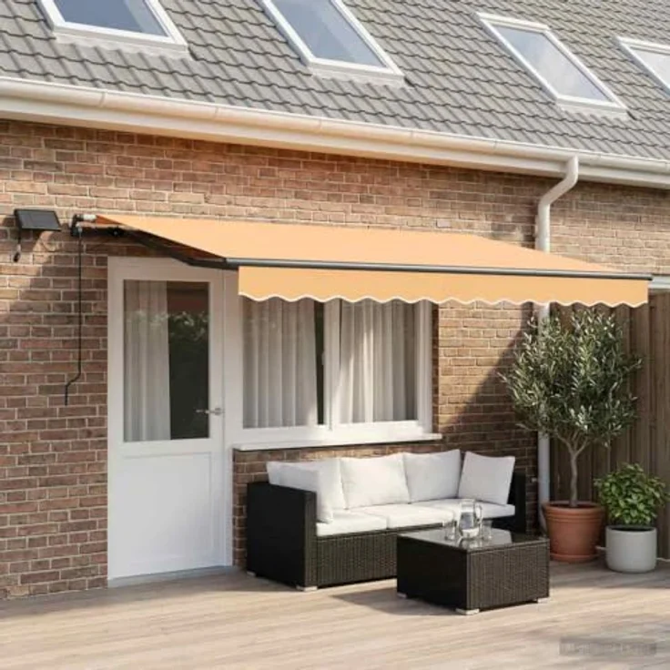 vidaXL Ausziehbare Markise Sand, 600 x 300 cm, UV-beständiger Stoff mit Aluminiumgestell und solarbetriebenen LEDs – Bild 2