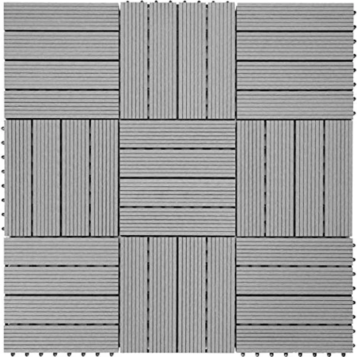 WPC Bodenfliese Rhone, Holzoptik Balkon-Terrasse, 11x je 30x30cm 1qm Basis, grau linear – Bild 8
