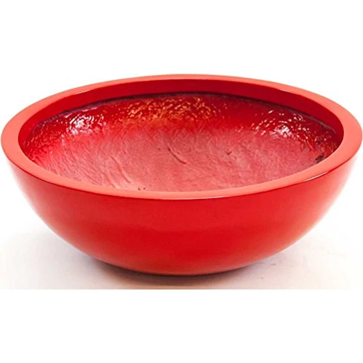 Elegant Einrichten Pflanzkübel Fiberglas Schale-Rund D34xH12cm Hochglanz-Rot, UV-beständig und frostgesichert – Bild 2