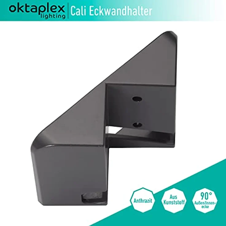 Oktaplex lighting Eckwandhalter anthrazit | geeignet für Außenecke Cali/Cali Motion und Cali Dos/Cali Dos Motion Eckmontage – Bild 5