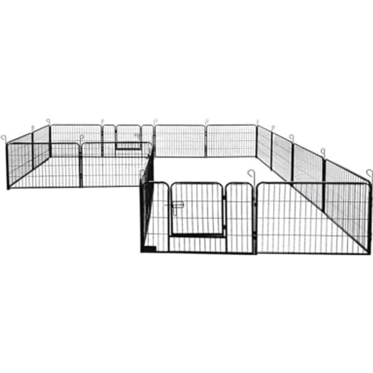 HOME DELUXE Welpenauslauf BARKI, 80 x 60 cm, 16-teilig, Schwarz, inkl. Türverriegelung, abgerundete Ecken, wasserabweisend, für drinnen und draußen – Bild 3