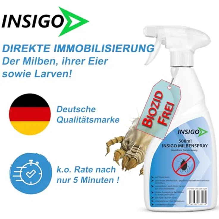 INSIGO Insektenspray Anti Milben-Spray, 6 l, biozidfreie Formel auf Wasserbasis, geruchsarm, nicht ätzend, für Innen- und Außenbereich – Bild 3