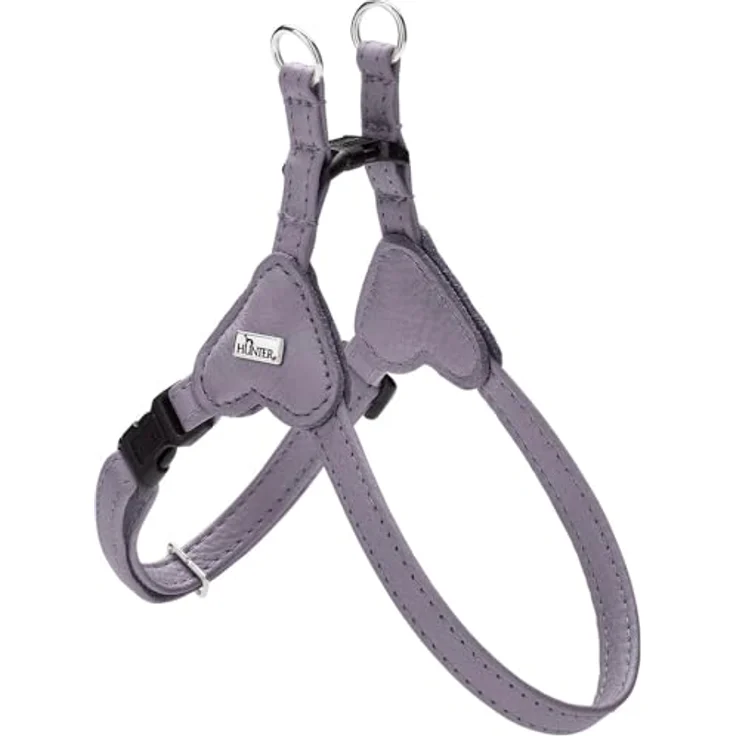 HUNTER Hundegeschirr SOHO MINI, flieder-grau, aus weichem Rindsleder, fellschonend, leicht, für kleine Hunde & Welpen, Größe XS-S – Bild 1