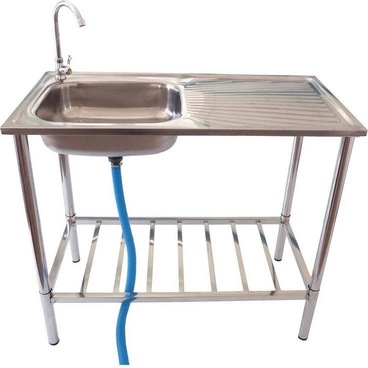Lemodo Küchenspüle Outdoor Spüle, Edelstahl Spültisch mit Wasserhahn, 100/50,5 cm, Für den gebrauch im Freien geeignet – Bild 1