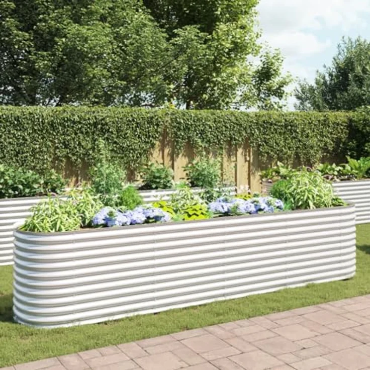 vidaXL Garten-Hochbeet 400 x 80 x 81 cm Verzinkter Stahl Silbern – Bild 2