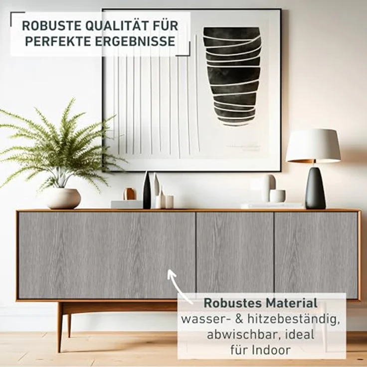 Venilia Kiefer Klebefolie Dekofolie Möbelfolie Tapeten selbstklebende Folie, PVC, Natur-Holzoptik grau, 45 cm x 3 m, 95µm (Stärke: 0,095 mm), 53159, 45 x 300 cm - Preisvergleich – Bild 3