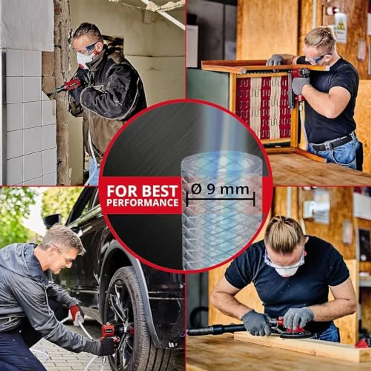 Einhell Druckluft-Exzenterschleifer TC-PE 150 (max. 6,3 bar, 10500 min.-1, 150 mm Schleiftellerdurchmesser, stufenloser Regulierungshebel, inkl. 6 Schleifpapieren, Stecknippel, Spannschlüssel) – Bild 3