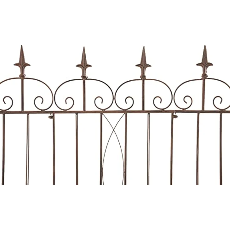 CLP 4er Set Eisen-Gartenzäune Mangold I Individuelle erweiterbare Rankzäune I Rankgitter im Landhausstil, Farbe:antik braun – Bild 4