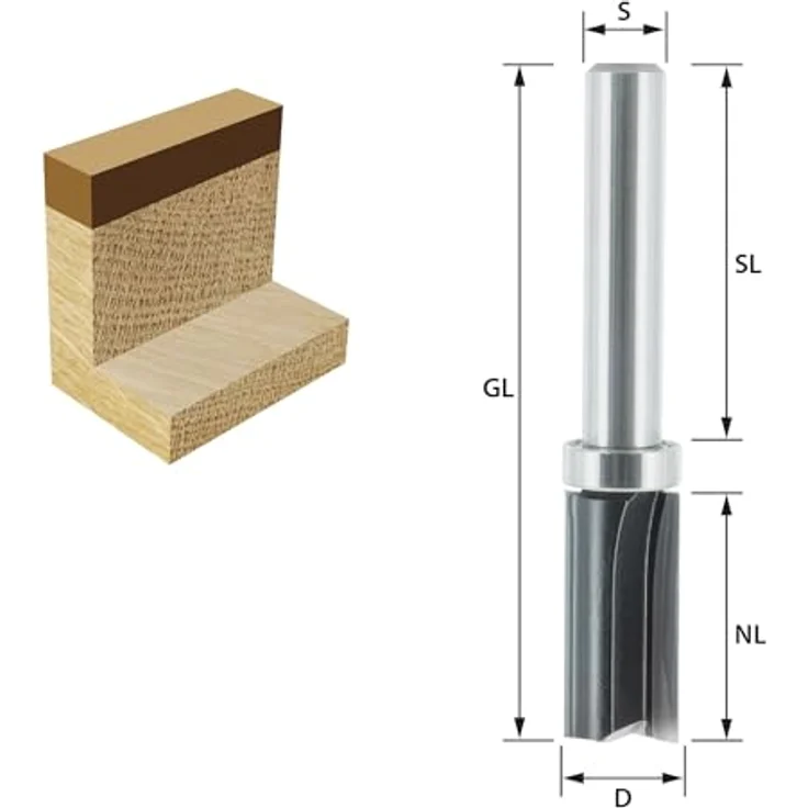 ENT European Norm Tools Bündigfräser HW, Schaft 8 mm, Durchmesser 12 mm, NL 25 mm, mit Kugellager am Schaft – Bild 2