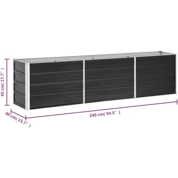vidaXL Garten-Hochbeet Verzinkter Stahl 240×40×45 cm Anthrazit – Bild 2