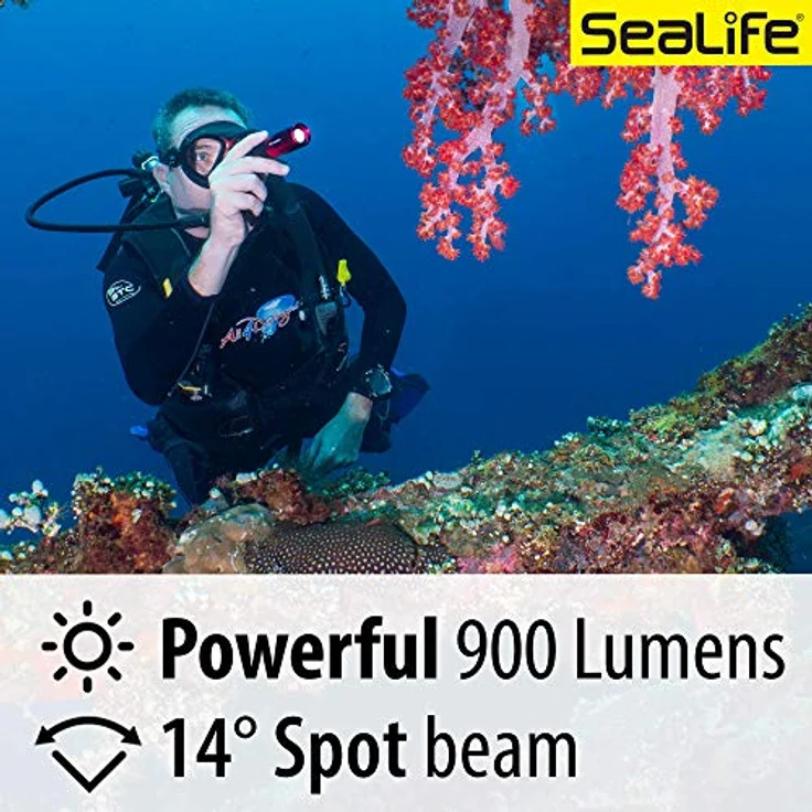 Sealife Sea Dragon Mini 900S, Tauchlampe mit 900 Lumen, 5 Lichtmodi, bis 100m tauchbar, 14 cm, wiederaufladbar – Bild 2