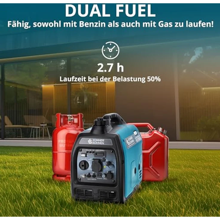 Könner & Söhnen LPG/Benzin-Inverter-Generator KS 3100iG S, 3100 W Höchstleistung, schallgedämmtes Gehäuse, 2 USB-Anschlüsse, ECO-Modus, Kupferwicklungen – Bild 4