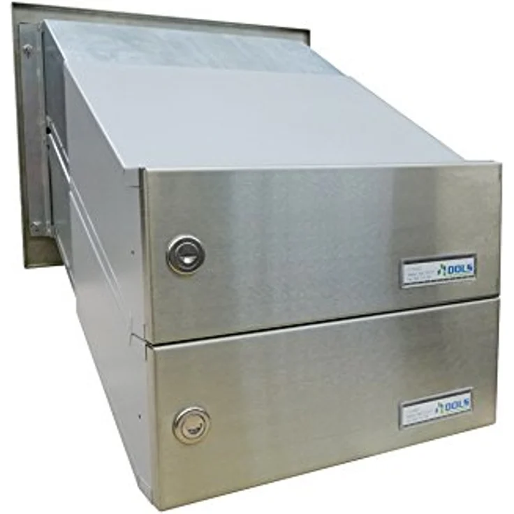 Letterbox24 D-041 2er Edelstahl Mauerdurchwurf Briefkastenanlage mit Namensschild, wetterfest und langlebig – Bild 2