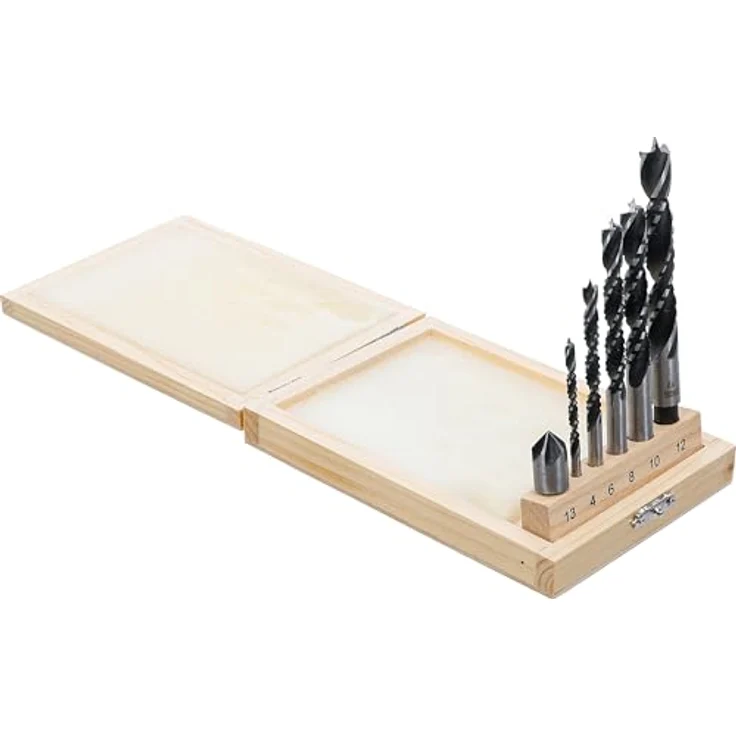 BGS TECHNIC Holzkronen-Fräsbohrer-Satz 4 - 12 mm, 6-teilig, 5-Schneiden Kronenkopf, Zentrierspitze, spezielles Wendelprofil – Bild 2