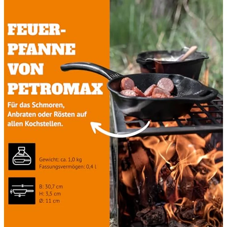 Petromax Grill-Feuerpfanne fp40-t - mit Stiel - D: 40cm - Gusspfanne - 4,7l – Bild 3
