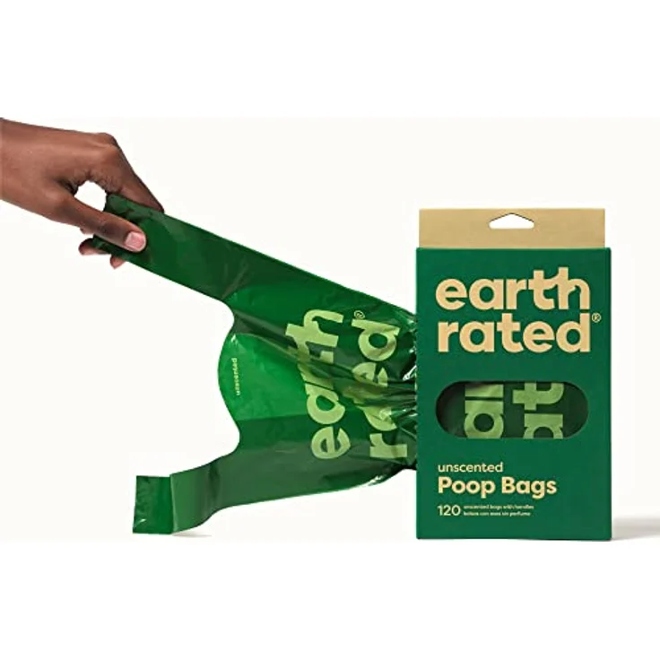 Earth Rated Hundekotbeutel, neues aussehen, mit Henkeln, leicht zu verknoten und garantiert auslaufsicher, unparfümiert, 120 Henkelbeutel – Bild 4