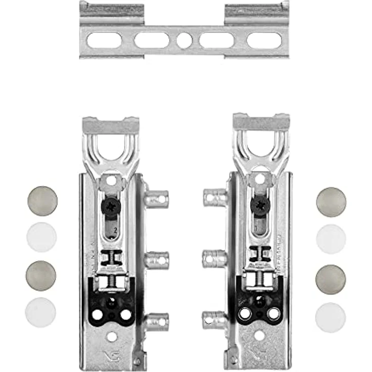 SO-TECH® TH6401 Montagezubehör verdeckte Schrankaufhänger, verstellbar, Tragkraft 130 kg/Paar, mit Aufhängeschiene, 1 Set, weiß und Edelstahloptik – Bild 1