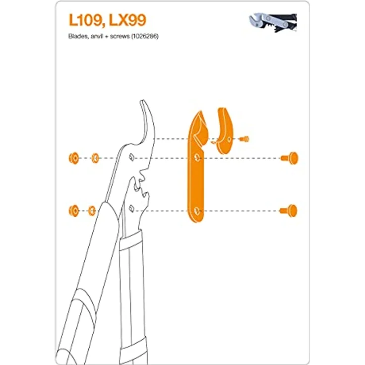 Original Ersatz-Klingen, Amboss und Schrauben für Fiskars PowerGear Amboss Getriebeastscheren L109, LX99, L93, L99, Grau, 1026286 – Bild 4