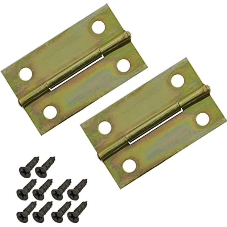 HMF Vintage Deko Scharnier klappbar, Möbelscharnier aus goldfarbenem Metall 2er Set, 35 x 21 mm mit Feststellmechanismus – Bild 1
