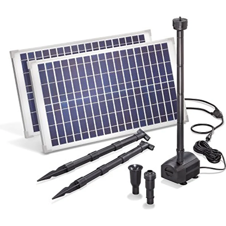 Esotec Solar Teichpumpe mit Filter für außen | SET Sprinklerpumpe 1700l/h Erdspieß Solarmodul 50W | Solarbrunnen für Gartenteich | Wasserpiel Springbrunnenpumpe Fontäne 101916 – Bild 1