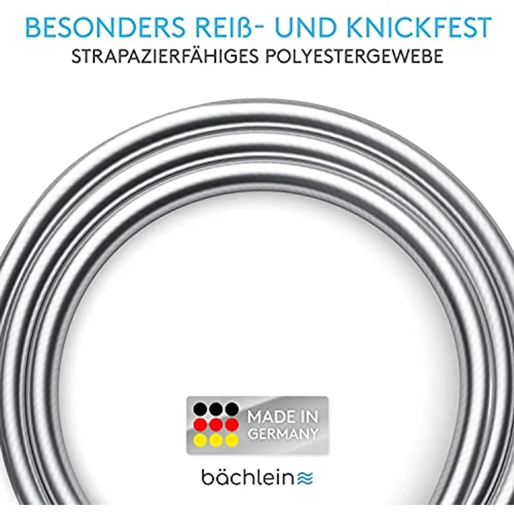 Bächlein Kunststoff Brauseschlauch mit doppelten Verdrehschutz, flexibler und knickfester Duschschlauch in 2m Länge - Made in Germany, G ½” Anschlussmaß, weiß – Bild 3