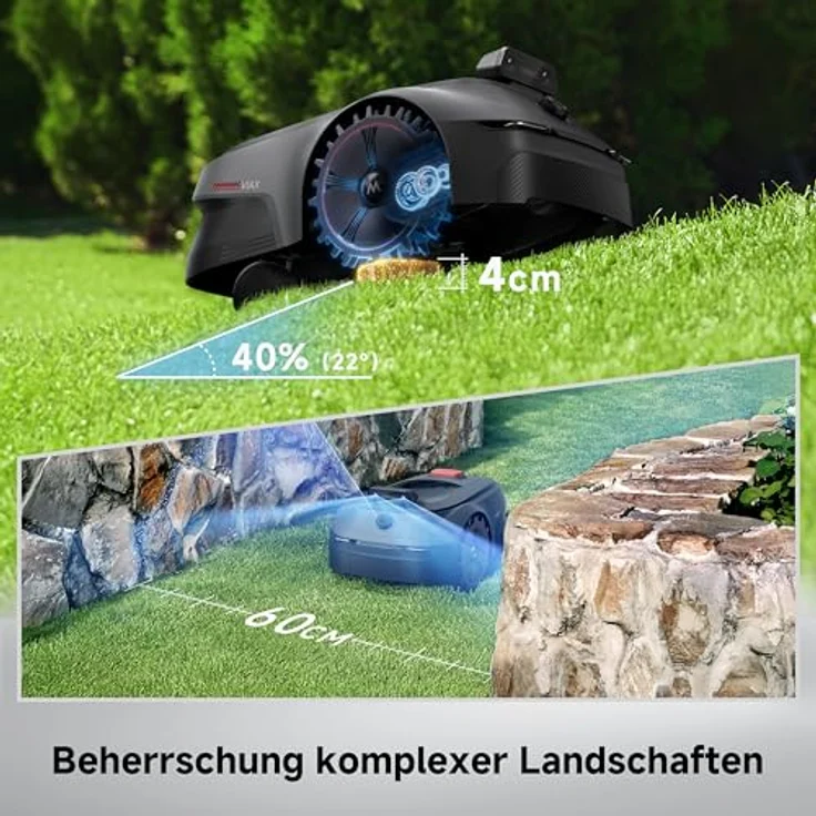 MOVA ViAX 500, Rasenmähroboter mit 18-V Lithium-Ionen-Akku, für Flächen bis 500 m², rotierende Rotorblätter, konstante Leistung, 4,0 Ah Kapazität – Bild 5