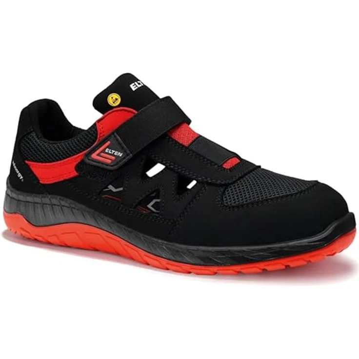ELTEN Sicherheitsschuhe LONNY red Easy ESD S1P, Damen und Herren, Textil, Stahlkappe, leicht, sportlich, Schwarz/Rot, Größe: 35 – Bild 1