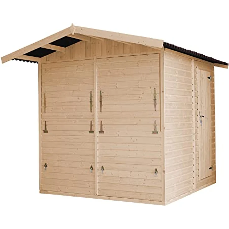 TIMBELA M149 Holz Gartenhaus, Marktbude Holz, Qualitäts Schiffslatten Kiefern Fichte Verkaufsstand Holzhaus mit Theke 200x200/4m2, große multifunktionale Garten-Bar Verkaufshütte Verkaufsstände – Bild 2