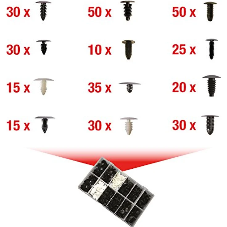 Ks Tools Befestigungs-Clip-Satz für Kabelbäume, 340-tlg, universal, Gewicht: 447 g – Bild 2