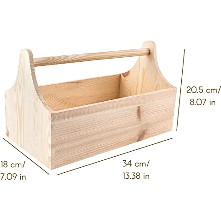 Creative Deco Werkzeugkoffer aus Holz 34 x 18 x 20,5 cm, Naturfarben, 1 St. Teiler, 1 St. Fach, 600g – Bild 3