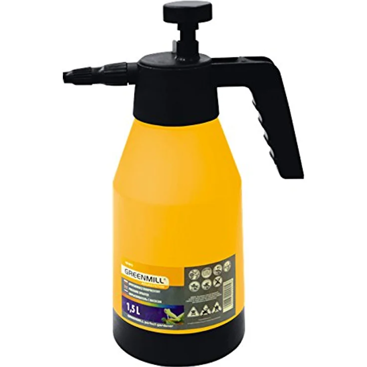 4U-Onlinehandel Drucksprüher 1,5L mit Skala, gelb, stufenlos einstellbarer Sprühkopf für präzisen Wasserstrahl und feinen Nebel – Bild 1
