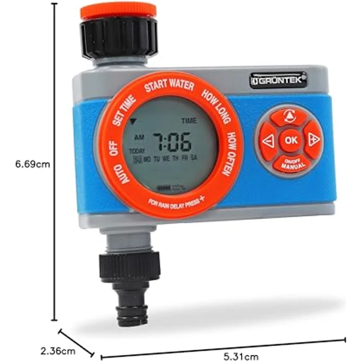 GRÜNTEK Digitale Bewässerungssteuerung, Flexibler Bewässerungscomputer mit Digitalanzeige, Timer von 1 bis 360 Minuten, wocheweise programmierbar – Bild 8