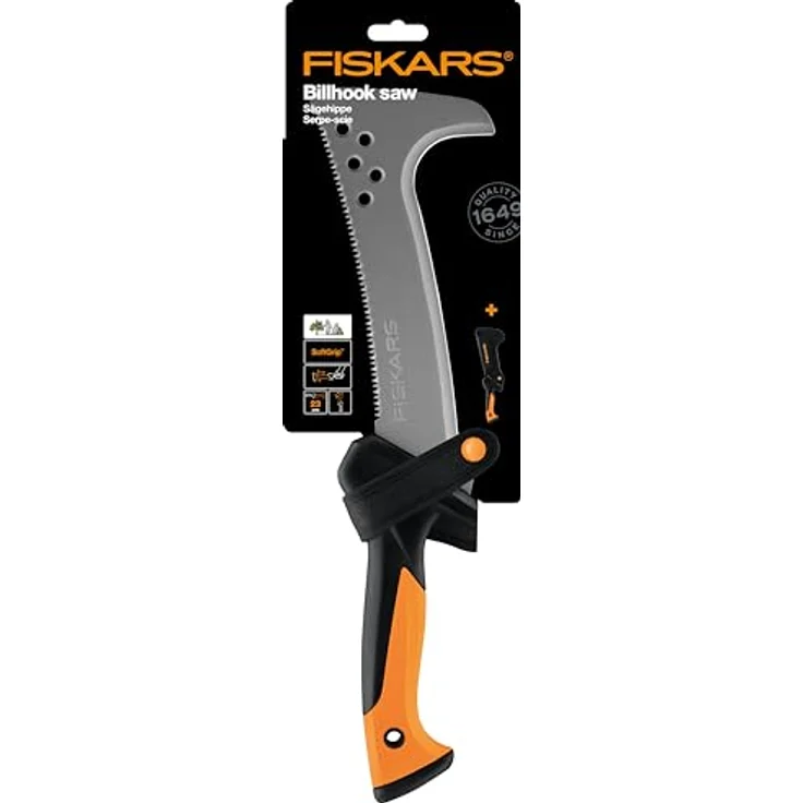 Fiskars Hippe mit Säge CL-521, ergonomische Gartensäge mit 23 cm gehärtetem Stahl-Sägeblatt und grober Zahnung, inkl. Nylon-Holster – Bild 7