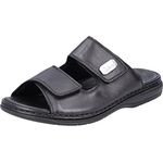 Rieker Pantolette, Sommerschuh mit zwei Klettverschlüssen, Obermaterial aus weichem Glattleder, schwarz