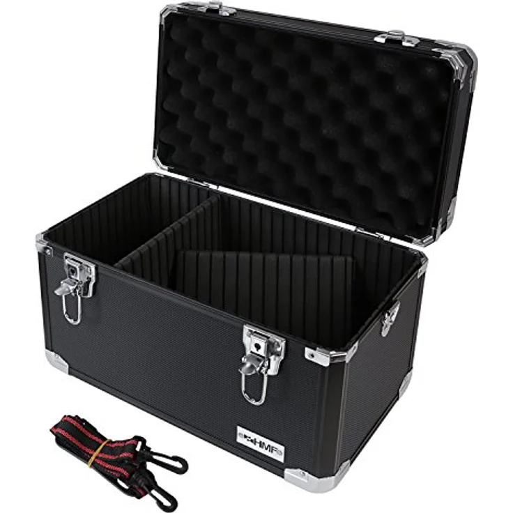 HMF Aufbewahrungsbox 14801, Kamerakoffer mit individueller Facheinteilung, robuste Alu Transportkiste, 40x27,5x23,5 cm, schwarz – Bild 5