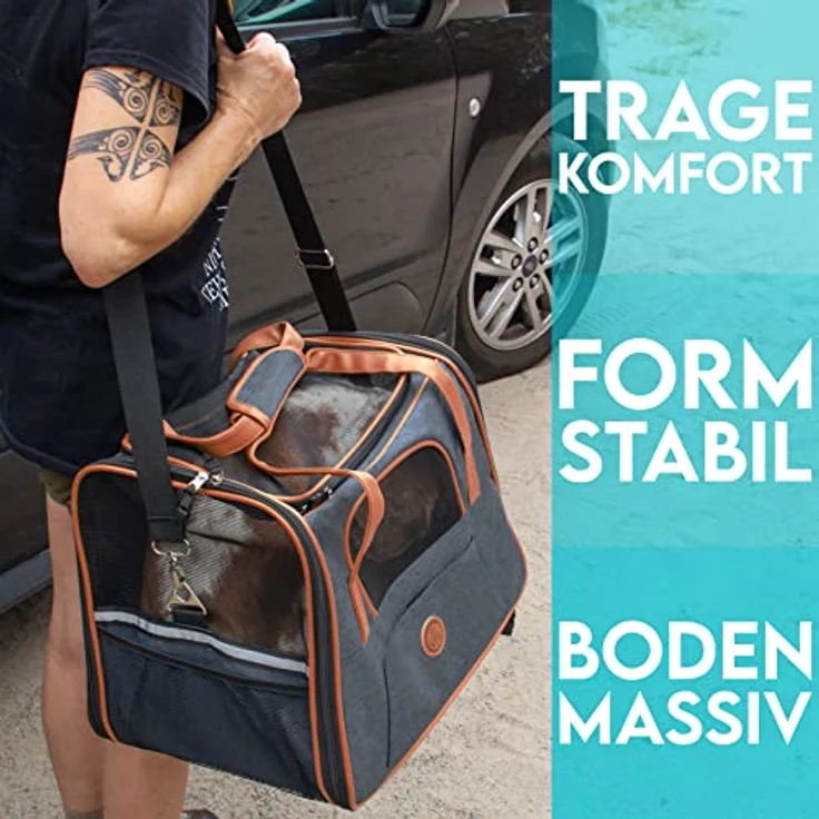 HUND IST KÖNIG® Hundetasche Katzentasche bis 6,5kg - robust & formstabil | Hochwertige Hundetragetasche | Transporttasche Katze - faltbar & leicht zu verstauen | Hundebox Auto Transportbox Katze – Bild 4