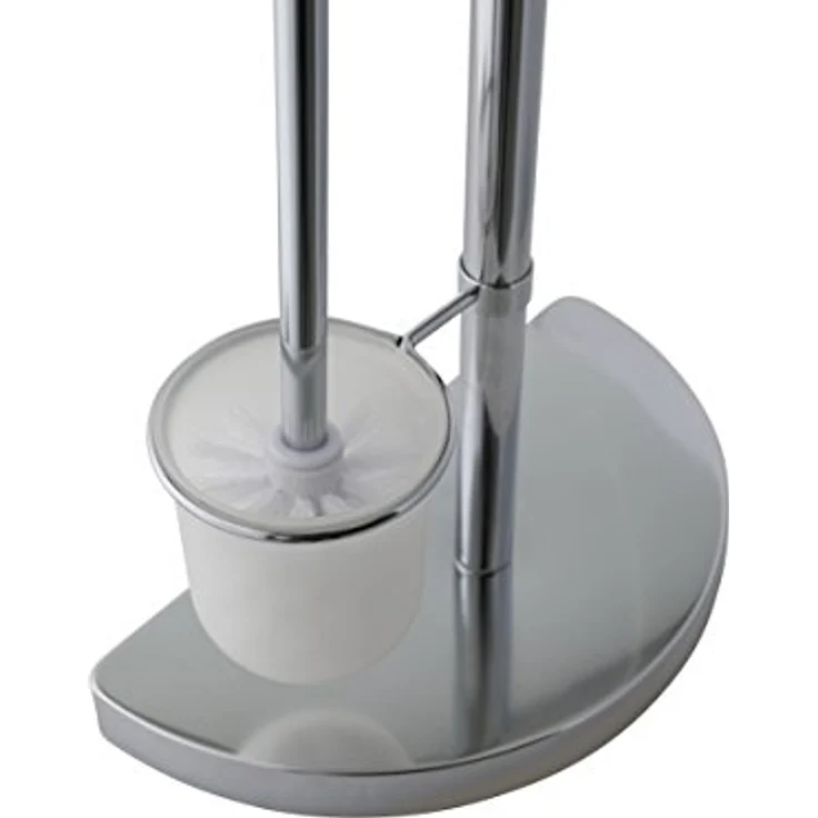axentia WC-Garnitur Lianos aus Chrom - Toilettenpapierhalter, Toilettenbürste & Klobürstenhalter stehend - WC Bürstengarnitur ohne Bohren - WC-Ständer und Bürste verchromt – Bild 4