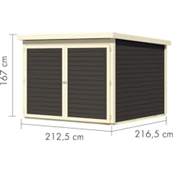CHILLROI® Karibu Fahrradgarage aus nordischer Fichte für 4 Fahrräder – Wetterfest, 4,6 m² Grundfläche, inkl. Halterungen & Aufbauzubehör – Terragraue-Optik – Bild 3