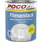 POCOline Fliesenlack Weiß Seidenmatt 750 ml – Acrylat-Speziallack für Wandfliesen in Bad, Küche und WC, innen