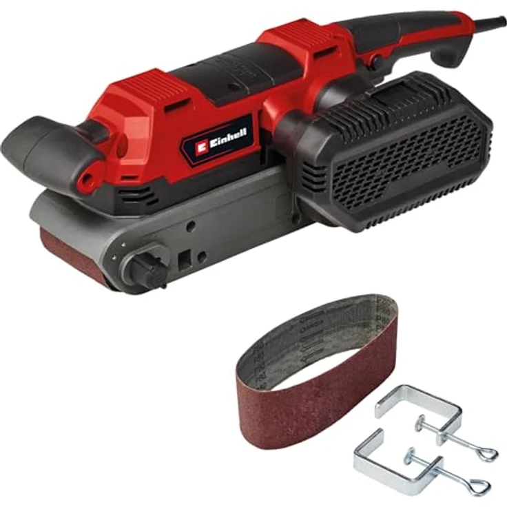 Einhell Bandschleifer TE-BS 850 E, 850 W, 400 m/min Schleifbandgeschwindigkeit, Staubabsaugung, stationärer Einsatz, inkl. Zubehör – Bild 1