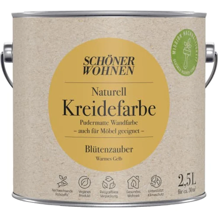 Schöner Wohnen 2,5L Naturell Kreidefarbe Blütenzauber, Warmes Gelb