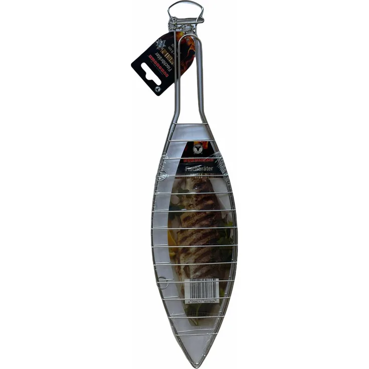 Fischbräter, Fischgitter, Grillguthalter für Fisch, Fisch-Grillzange aus Edelstahl 40cm lang