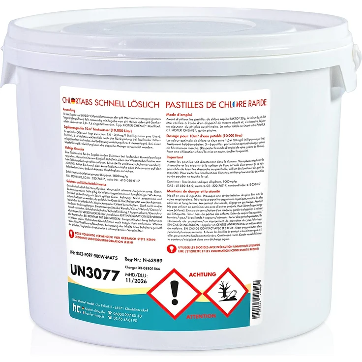 2 x 5 kg BAYZID Chlortabs 20g schnell löslich Aktivchlorgehalt von 56%, hocheffektiv gegen Keime & Bakterien, organisch, pH-neutral, Schock-Chlorung und Dauerchlorung – Bild 2