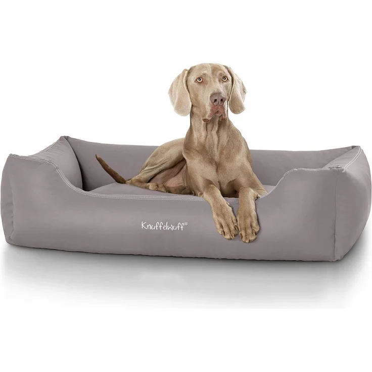 Knuffelwuff Leder Hundebett Sidney grau XXXL – Bild 1